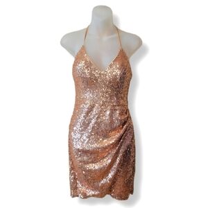 Rose Gold Sequin Sleeveless Bodycon Dress